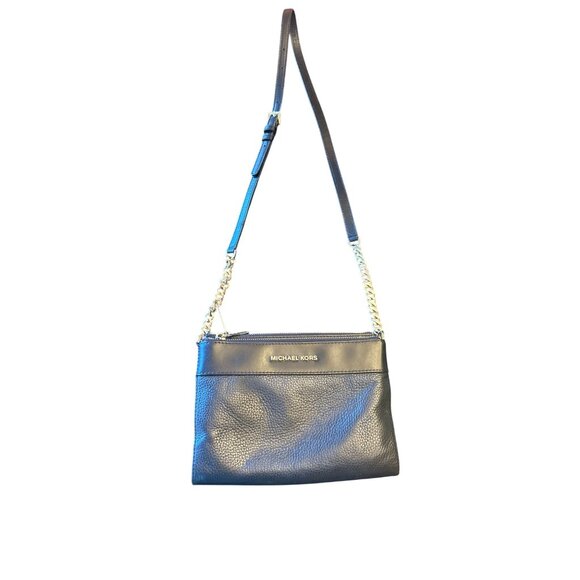 Michael Kors Black Leather & Gold Chain Crossbody Bag - Picture 1 of 6